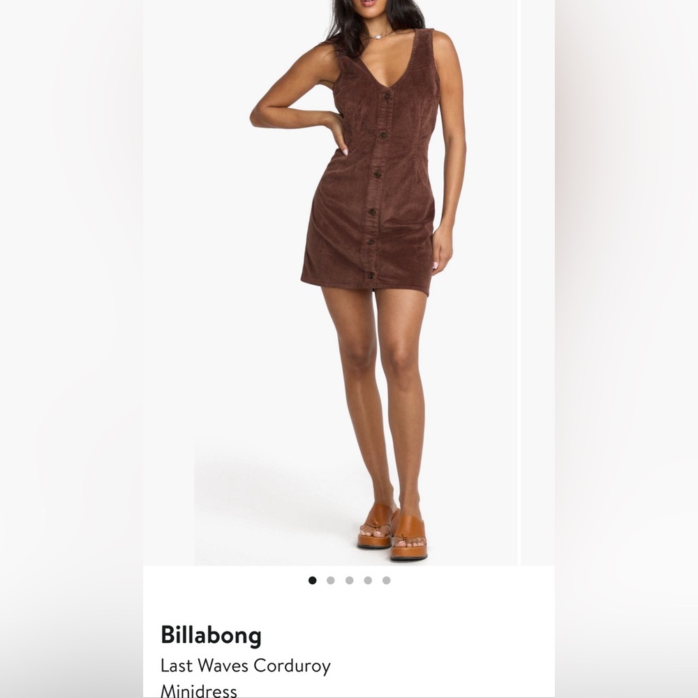 Billabong Chocolate Button-Front Mini Dress NWT